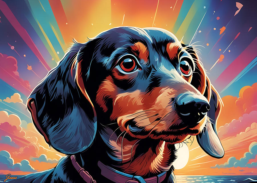 Dachshund Digital Art - Pop art dachshund by Greg Joens Dachshund Digital Art - Pop art dachshund by Greg Joens