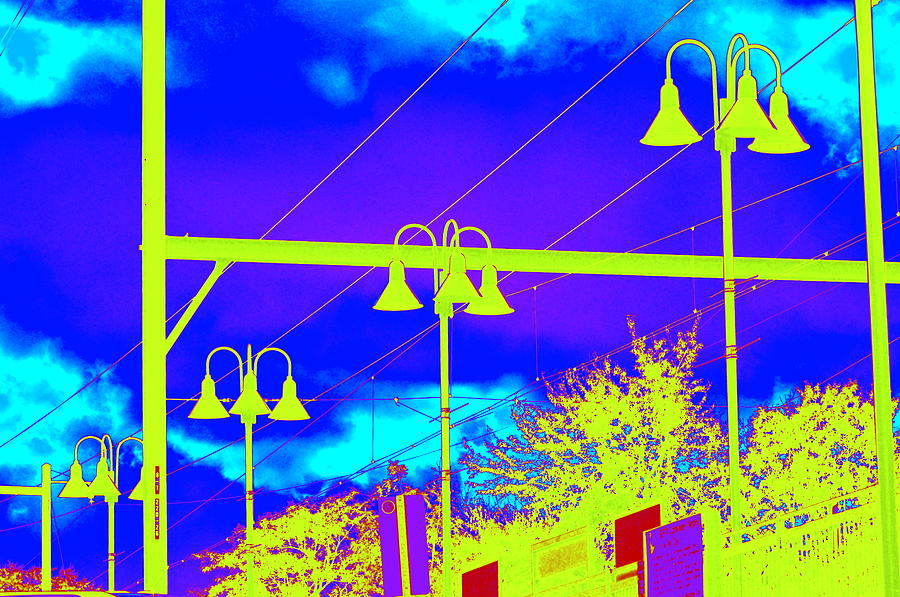 Pop Art Electric Lights Against The Sky Photograph