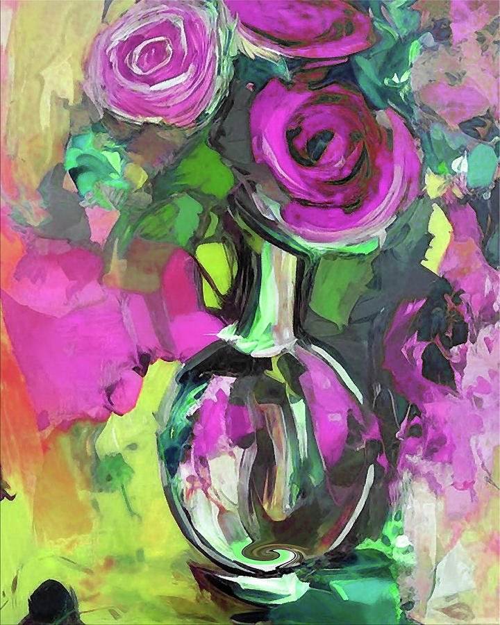 Pop Art Floral Pink Painting by Lisa Kaiser