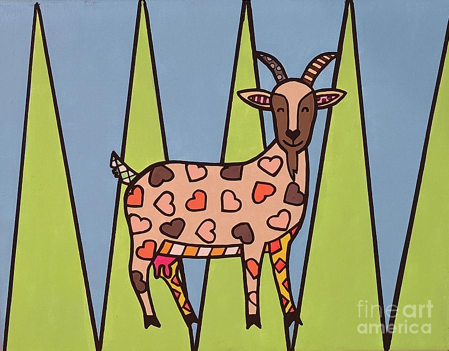 Jerky the Pop Art Goat Painting by Elena Pratt