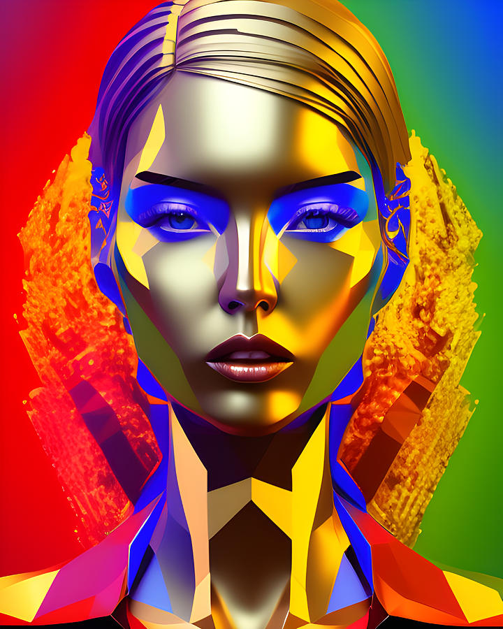 Pop Art Gold Edition Woman Face #12 Digital Art By Marco Lermer - Fine 