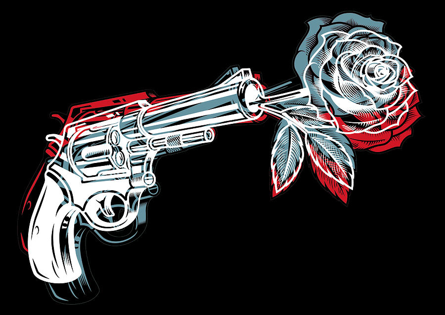 Pop Art Gun And Rose Painting by Tony Rubino