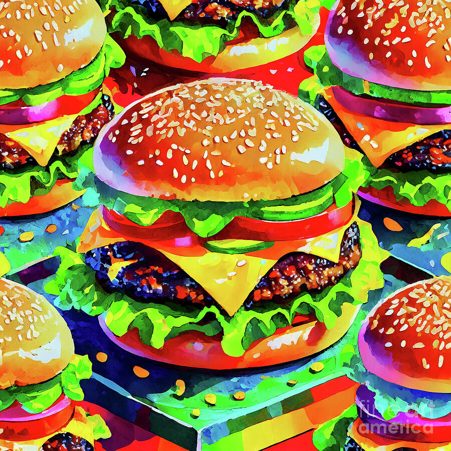 Pop Art Hamburgers Digital Art