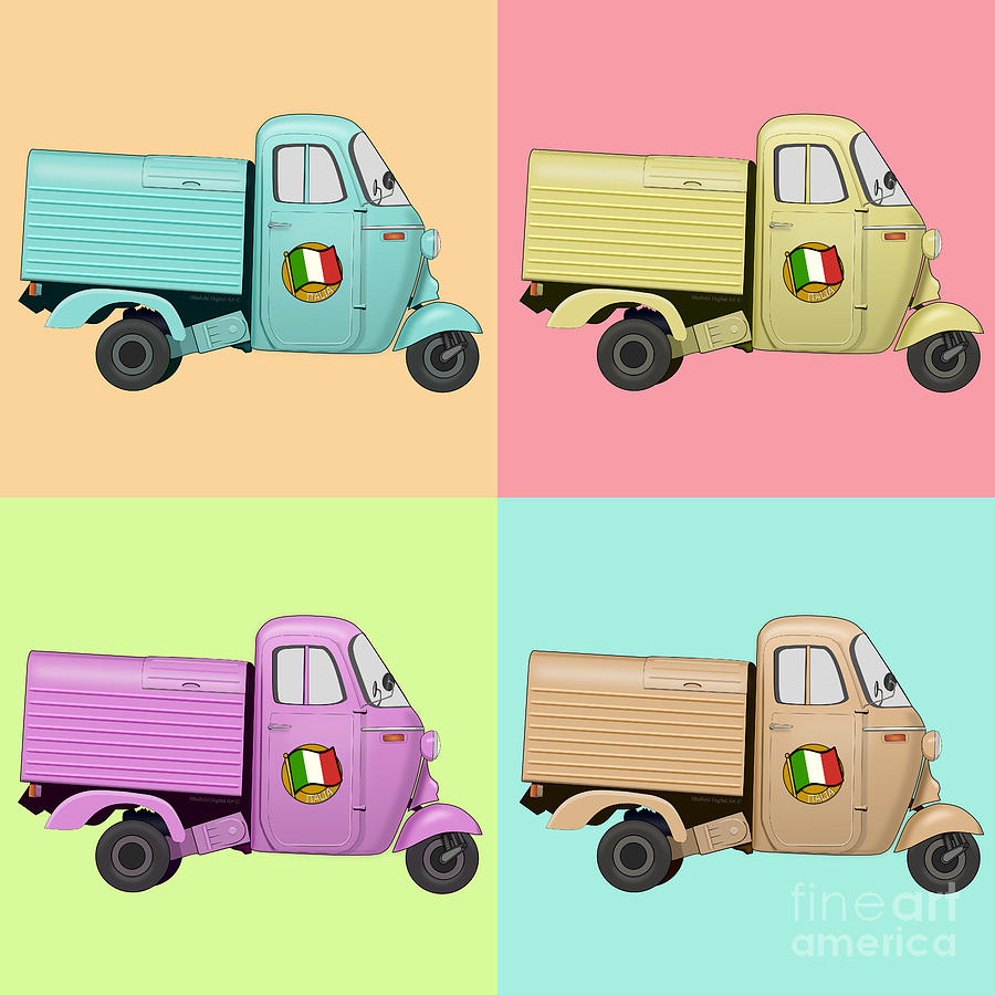 Iconic Italian Vehicles - Scooter, Rikshaw and Car Coffee Mug by Idan  Badishi - Fine Art America