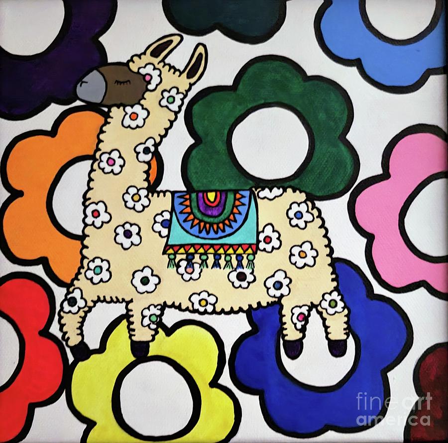 Lorenzo Llama Painting by Elena Pratt