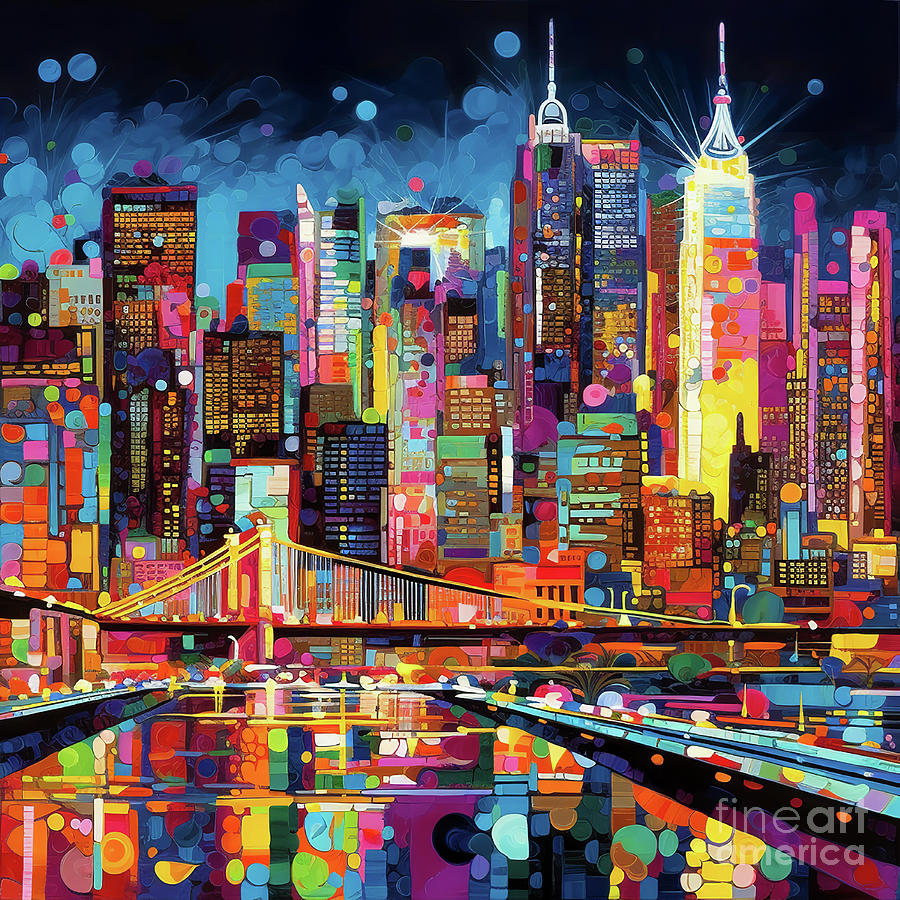 Pop Art New York By Night 3 Digital Art by Ray Heere - Pixels