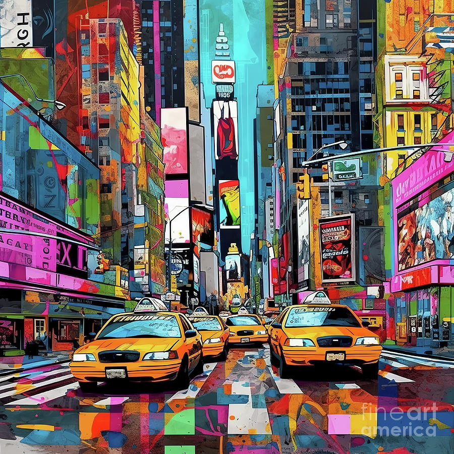 Pop Art New York Color 3 Digital Art by Ray Heere - Pixels