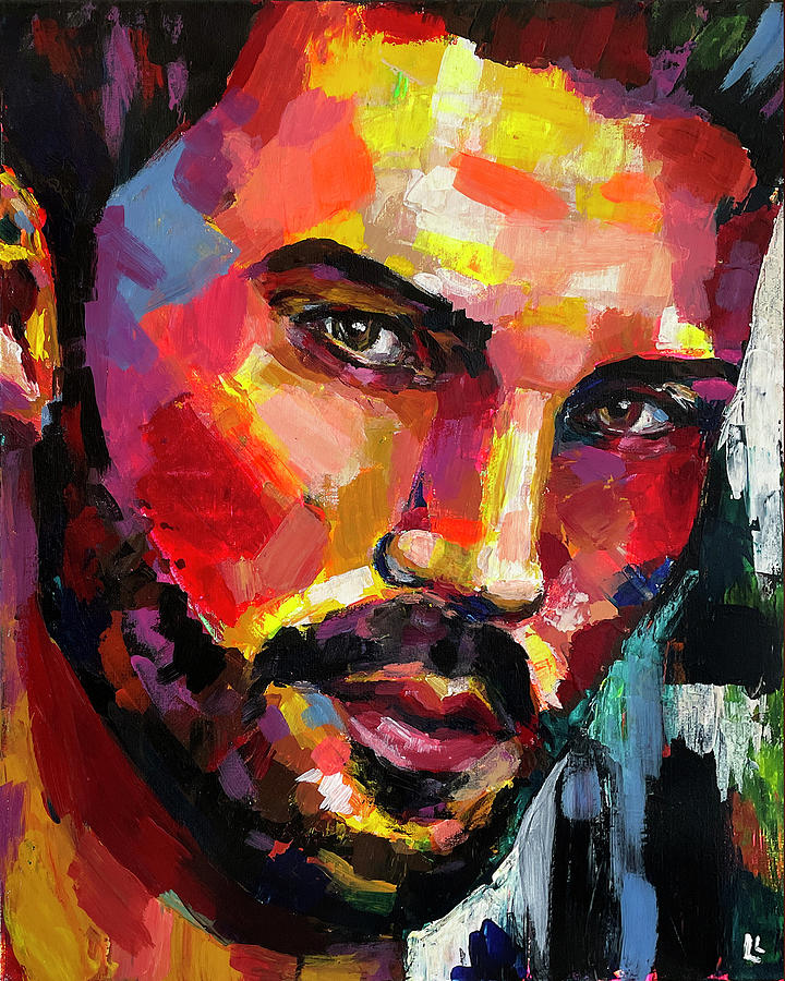 Pop art painting, colorful man portrait, man face acrylic art Painting ...