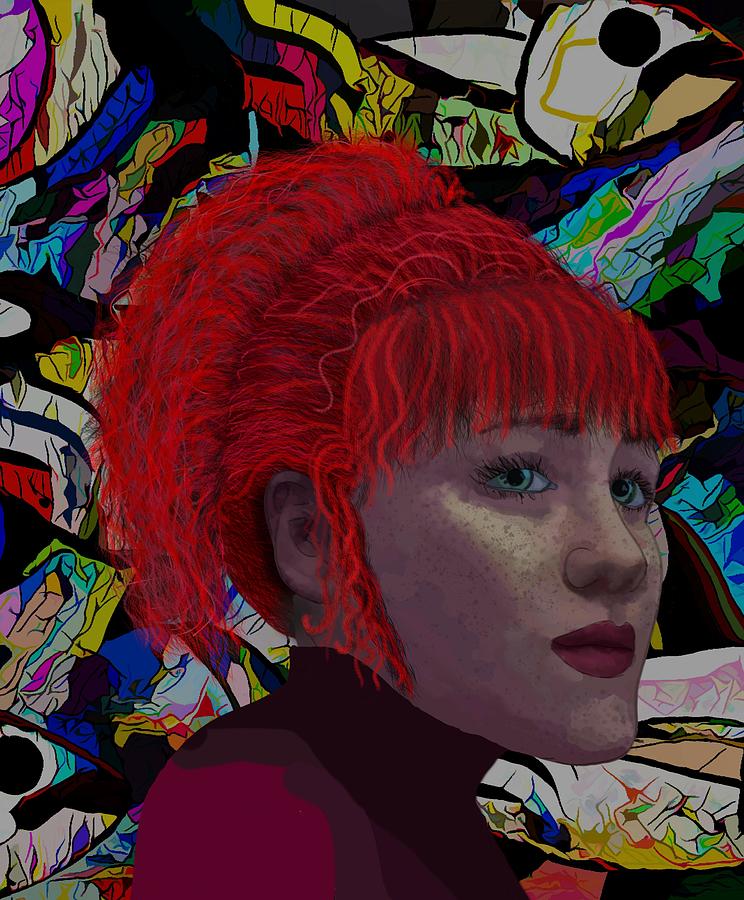 Pop Art Portrait Red Hair And Freckles Drawing by Joan Stratton