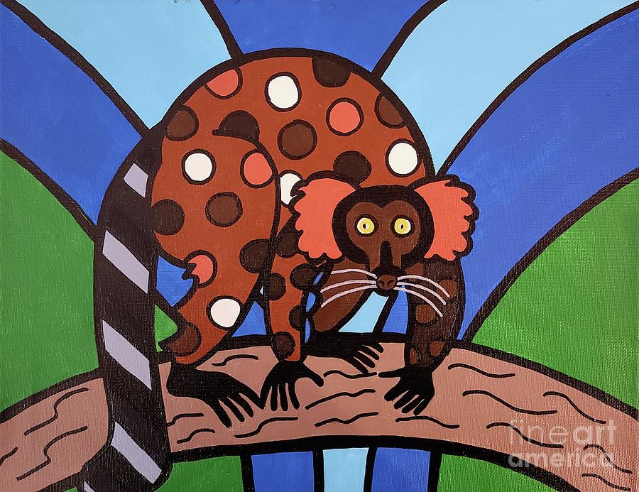 Ruffles the Red Ruffed Lemur  Painting by Elena Pratt