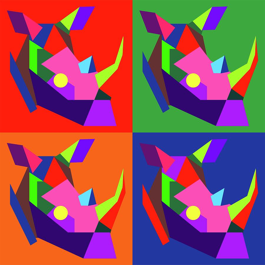 Pop Art Rhino Geometric Wpap Style Digital Art