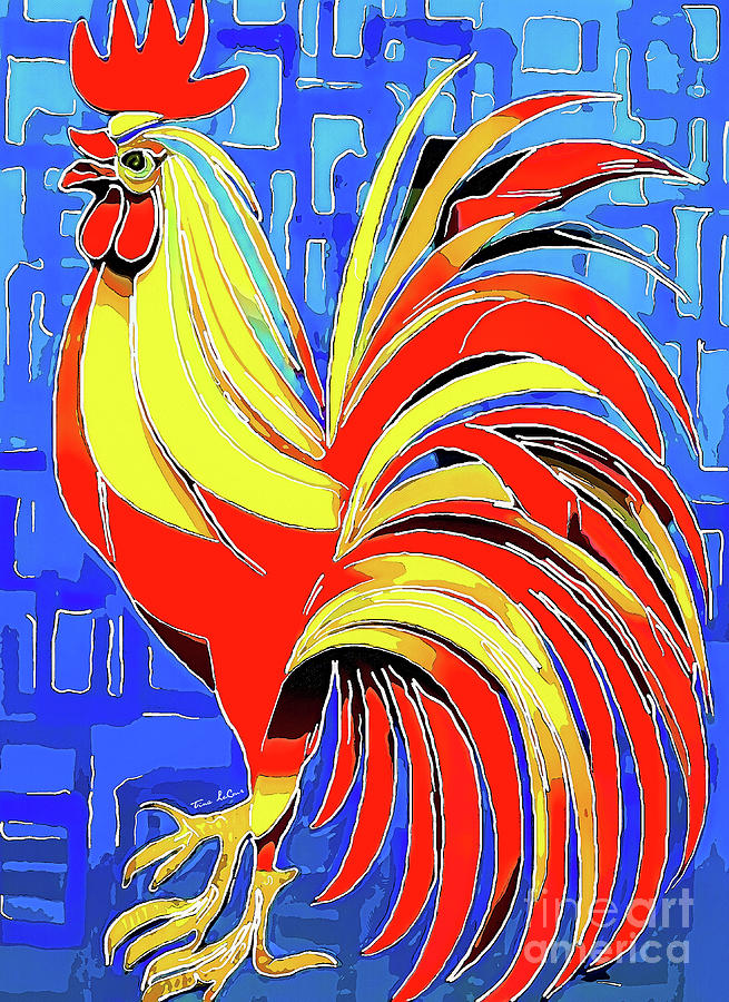 Rooster Painting - Pop Art Rooster by Tina LeCour