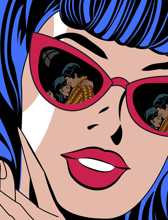 Vintage Digital Art - Pop art sunglasses girl by Long Shot