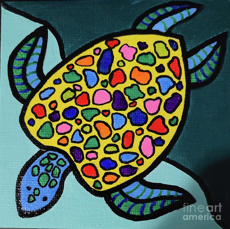 Pop Art Turtle Painting by Elena Pratt