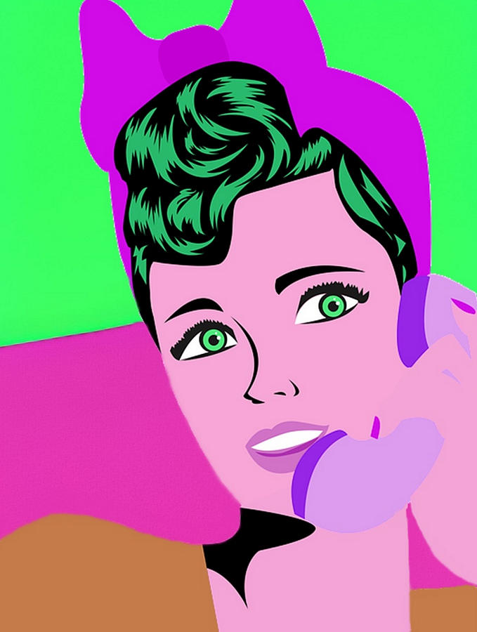 Pop Art Woman on the Phone Digital Art by Dan Twyman