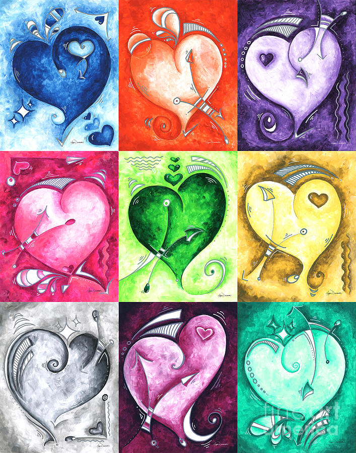 PoP of Love Compilation 1 Original Abstract Heart Paintings by Megan Duncanson Painting by Megan Aroon