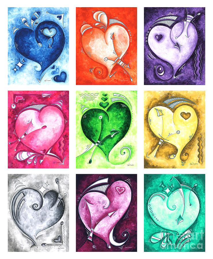 PoP of Love Compilation 2 Original Abstract Heart Paintings by Megan Duncanson Painting by Megan Aroon
