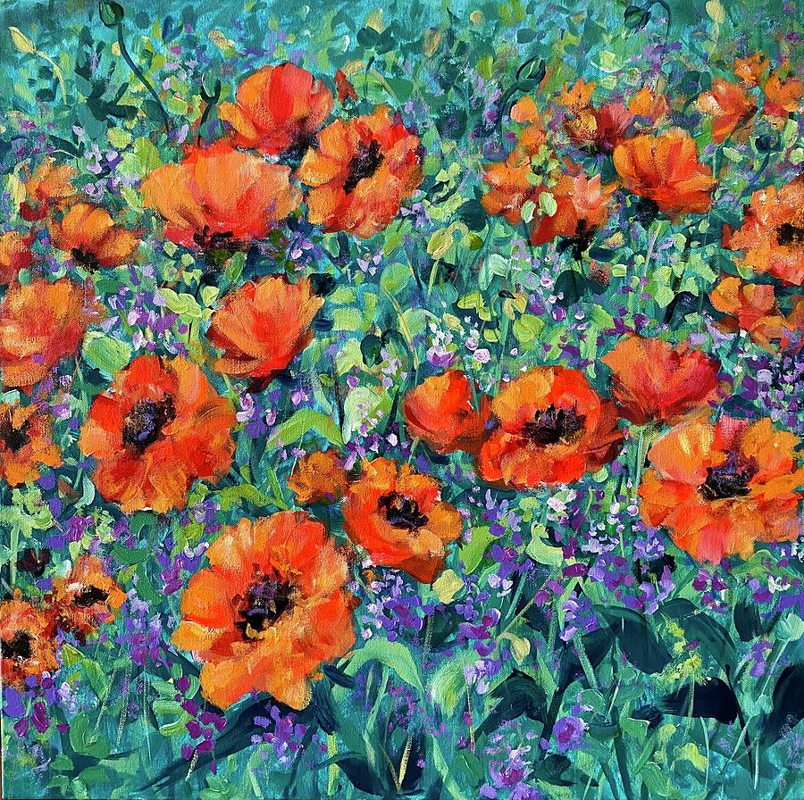 Flower Painting - Pop of Poppies by Meenakshi Sinha