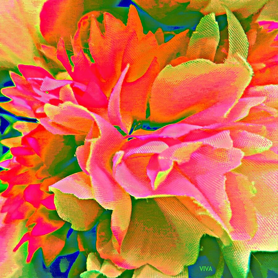 Pop Peony Petals Digital Art by VIVA Anderson