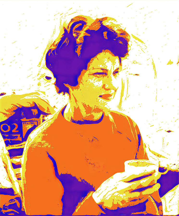 PopArt Woman with cup Digital Art by Cathy Anderson