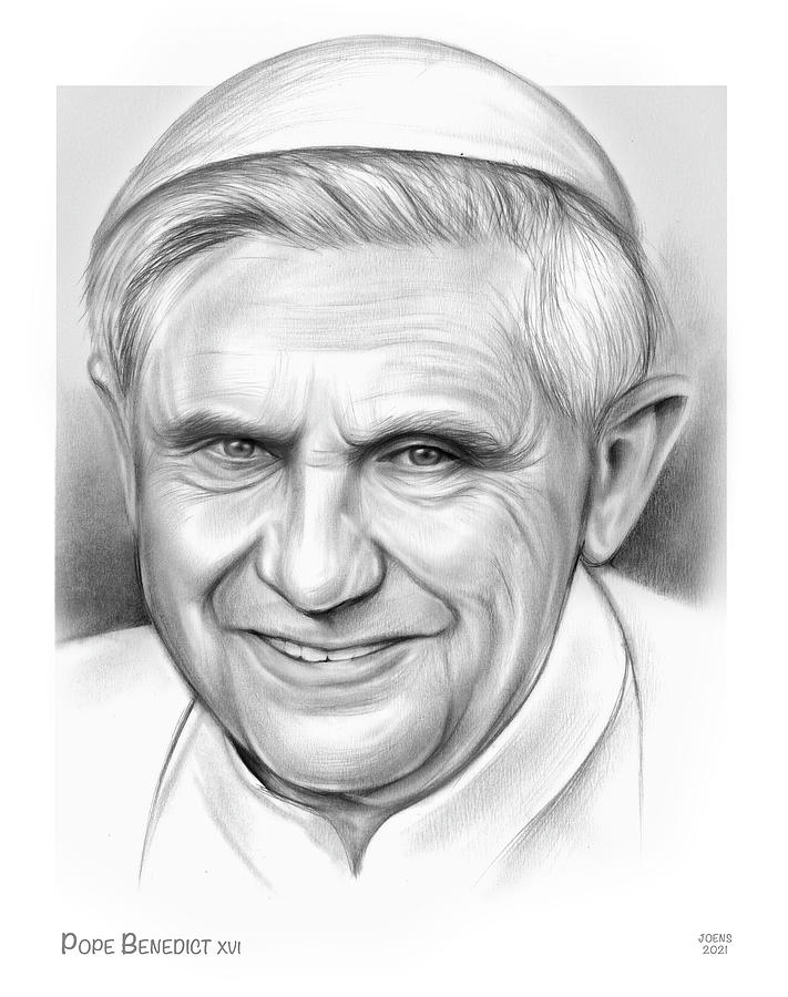Pope Benedict - Pencil Drawing by Greg Joens