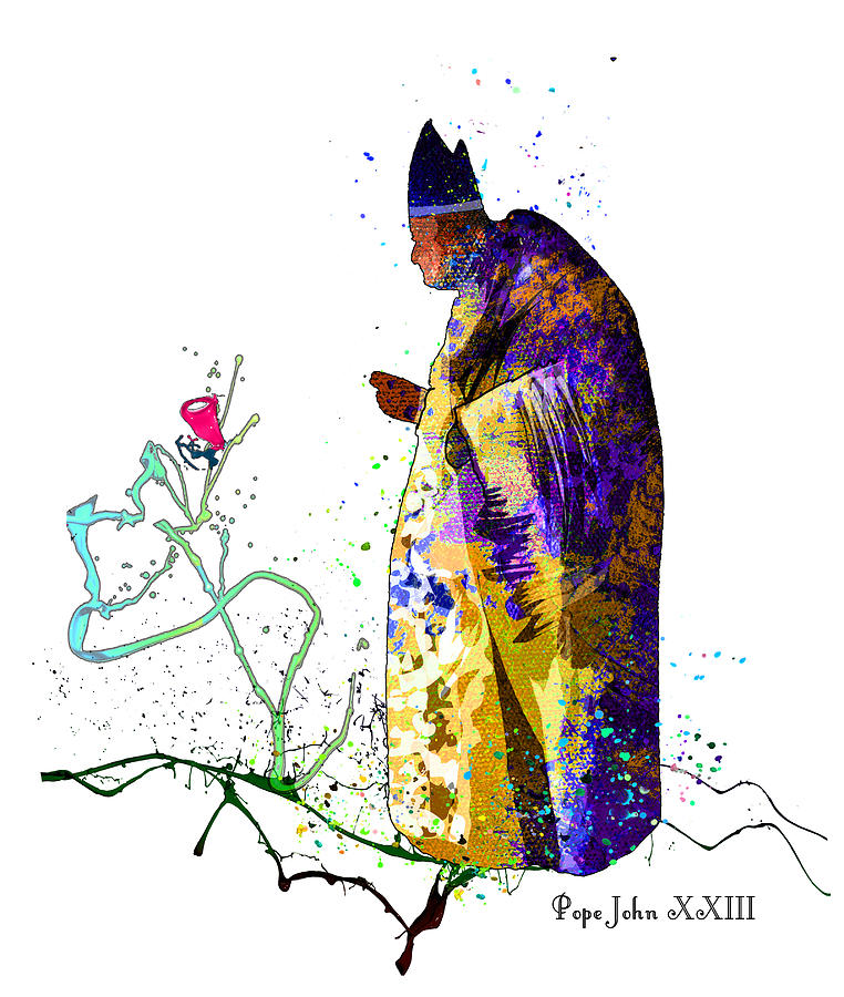 Pope Jean XXIII Mixed Media by Miki De Goodaboom