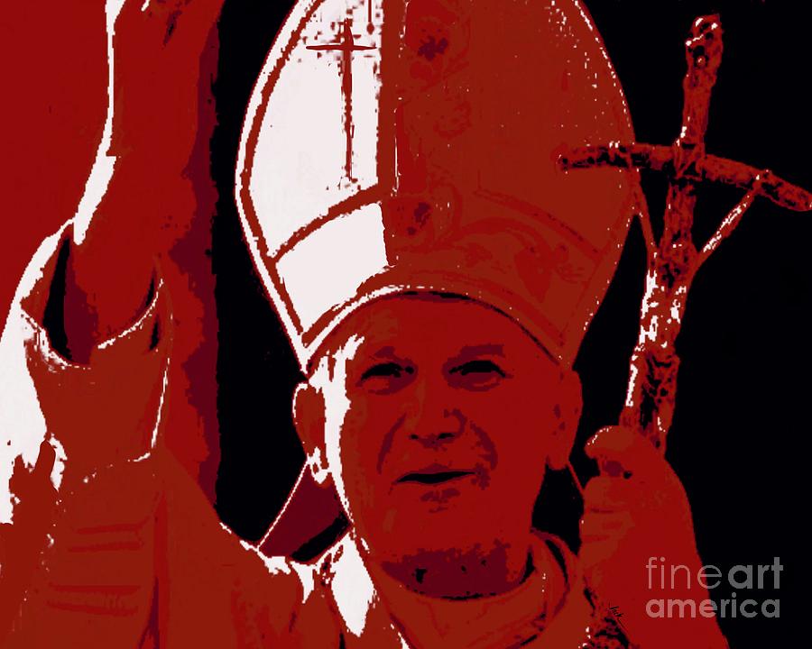 Pope Painting - Pope John Paul II Blessing by Jack Bunds Pope Painting - Pope John Paul II Blessing by Jack Bunds