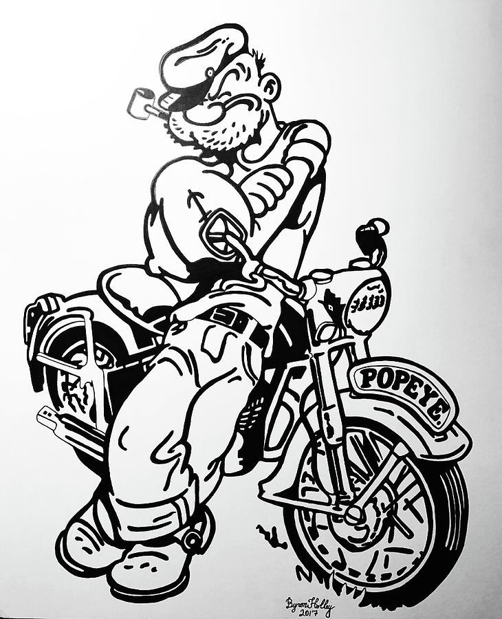Popeye Drawing by Byron Holley.