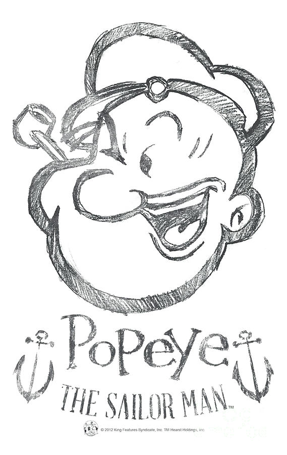 Popeye Sketch Portrait Digital Art by Judith Koester - Pixels