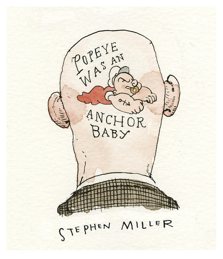 Popeye Was An Anchor Baby Painting by Barry Blitt