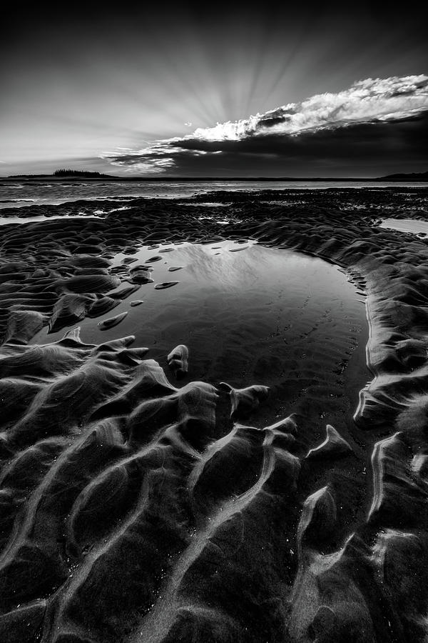 Black And White Photograph - Popham Beach Sunrise V Black and White by Rick Berk