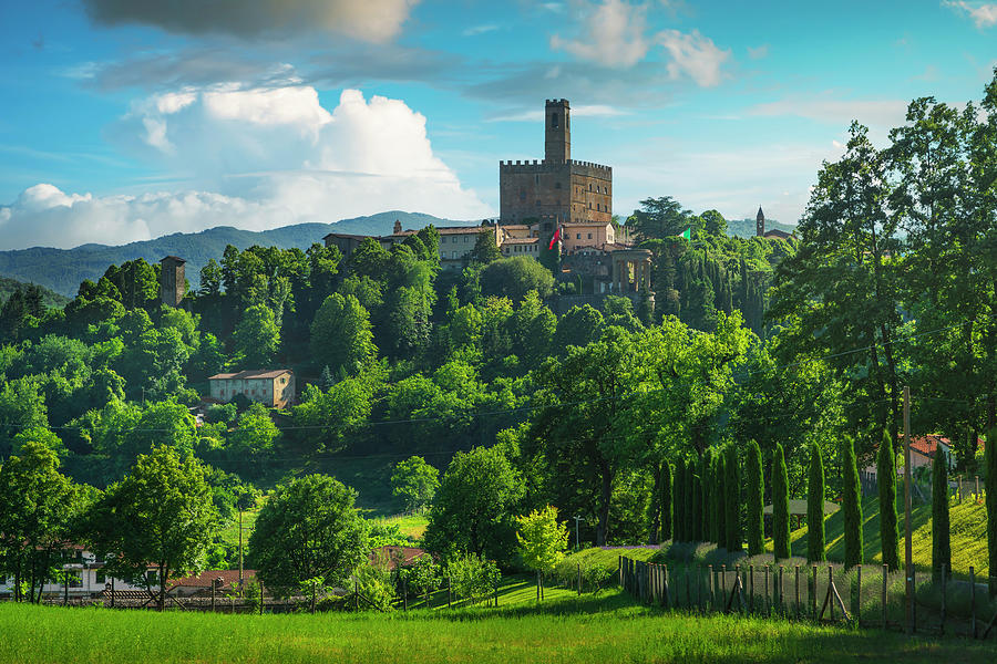 Poppi village and castle view. Casentino, Tuscany Photograph by Stefano Orazzini