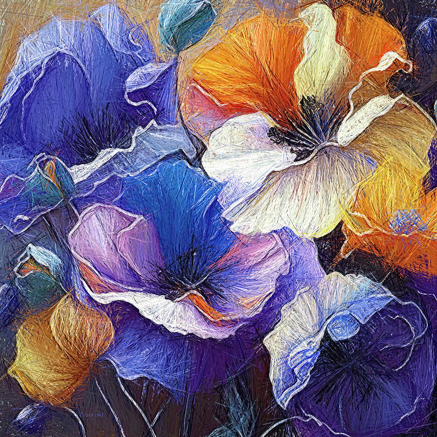 Poppies Abstract Painting of Multi Colored Poppies II Digital Art by Lena Owens - OLena Art Vibrant Palette Knife and Graphic Design
