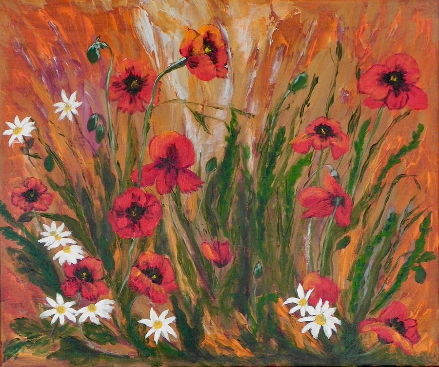 Poppies and Daisies Painting by Erika Dick