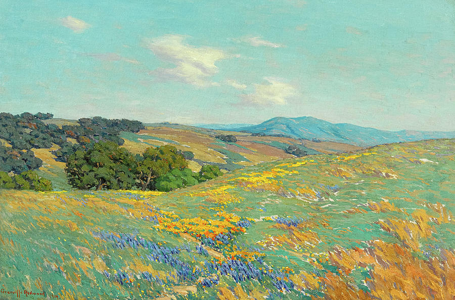 Tree Painting - Poppies and Lupine, 1914 by Granville Redmond