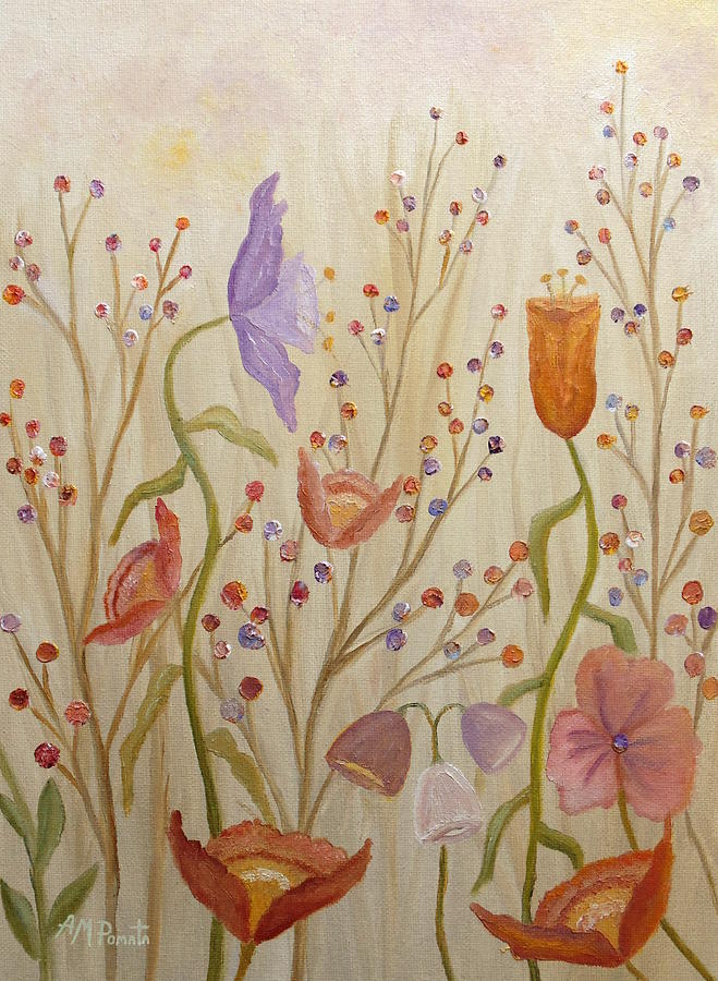 Poppies And Pearls Painting by Angeles M Pomata