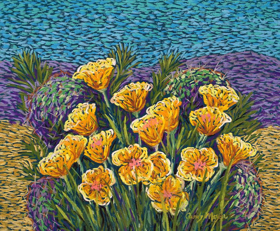 Poppies and Prickly Pear Pastel by Candy Mayer