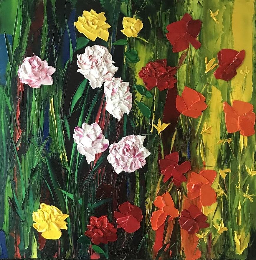 Poppies and Roses Painting by Valerie Catoire