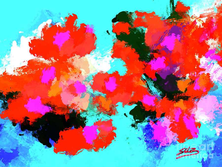 Poppies And Sky Digital Art by Lidija Ivanek - SiLa