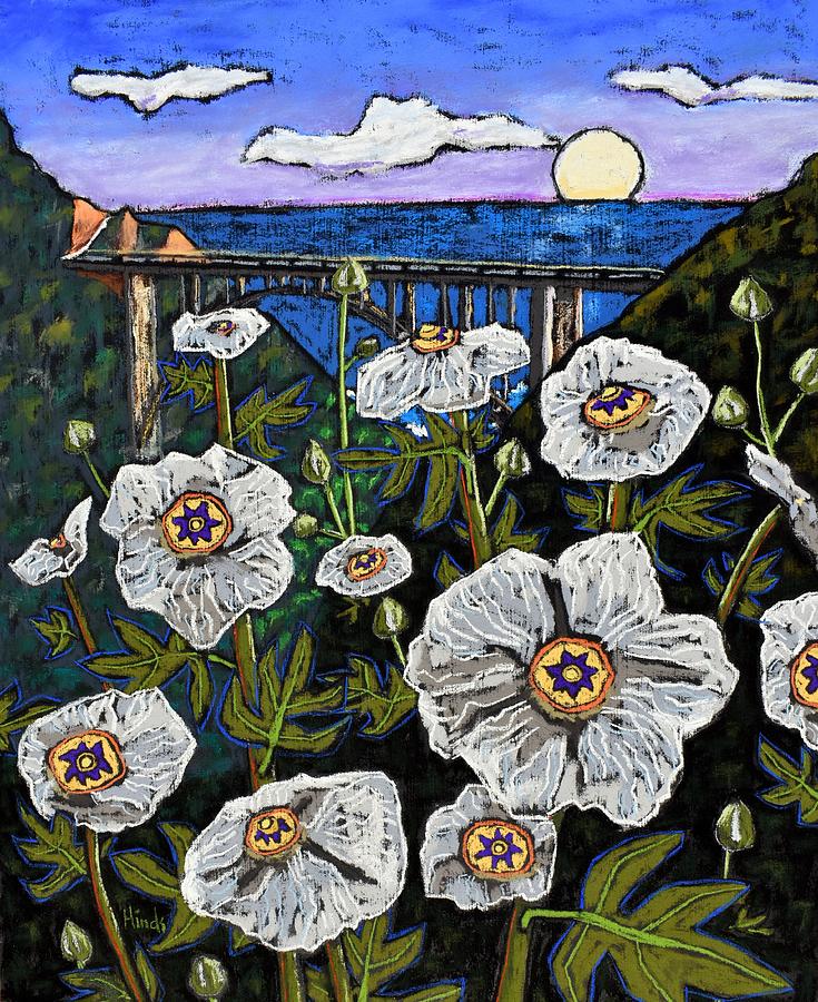 Poppies and the Bixby Bridge Painting by David Hinds