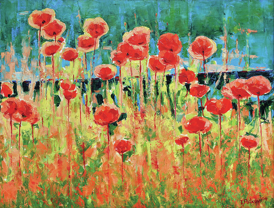 Flower Painting - Poppies and Traverses II by Iliyan Bozhanov