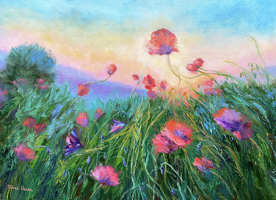 Flower Painting - Poppies At Sunrise by Diane Quee
