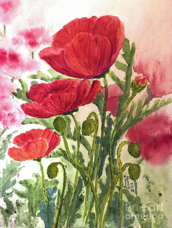Poppies Painting by Bonnie Young - Fine Art America