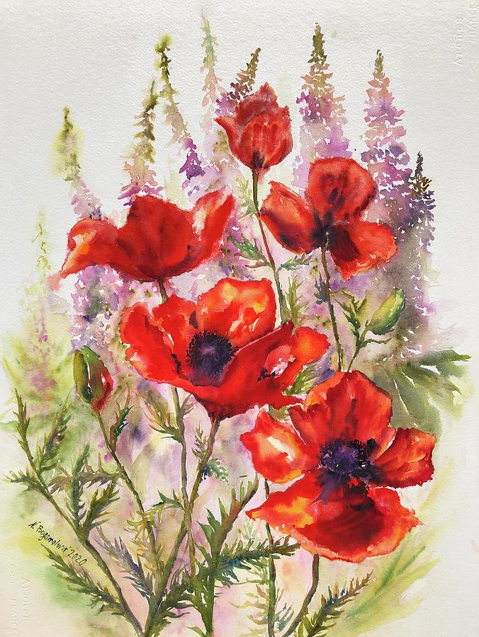 Poppies bouquet Painting by Nadezhda Bogomolova - Fine Art America
