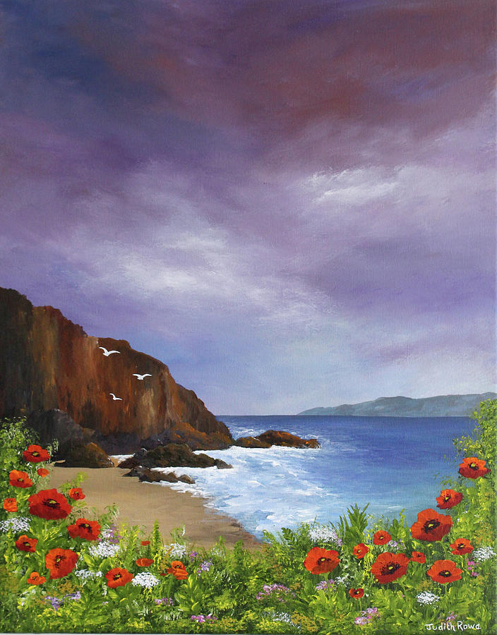 Poppies by the Sea Painting by Judith Rowe