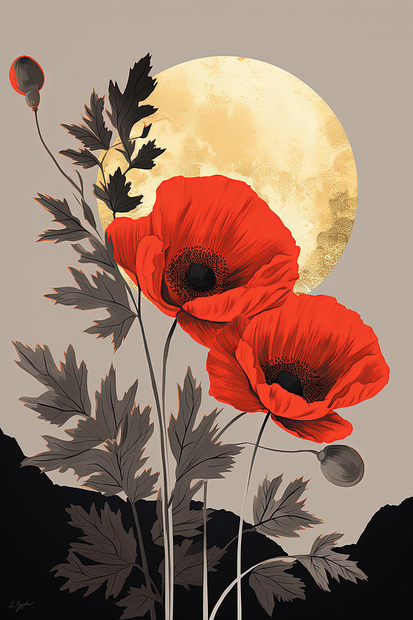 Poppies Dance In A Nocturnal Symphony Painting