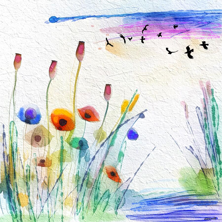 Flower Digital Art - Poppies by Elaine Sonne