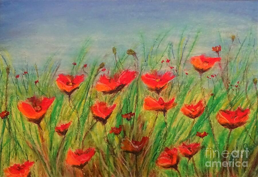 Poppies for gandbaby Drawing by Lisa Rose Musselwhite