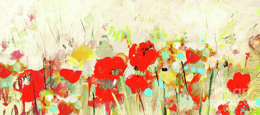 Poppies Foral Abstract Painting by Sue Zipkin