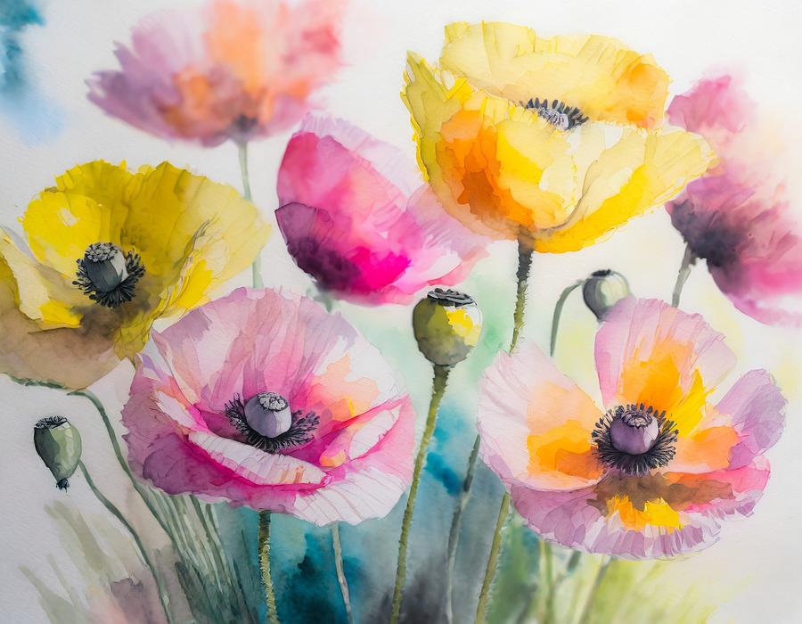 Poppies in Bloom I Digital Art by Susan Rydberg